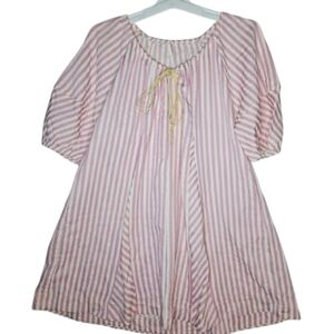 Cottage Burtell Striped Puff Sleeves Mini Dress Pink White Romper Barbiecore M